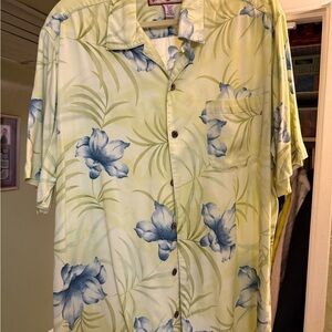 Caribbean Joe Green and Blue Floral Men's Shirt